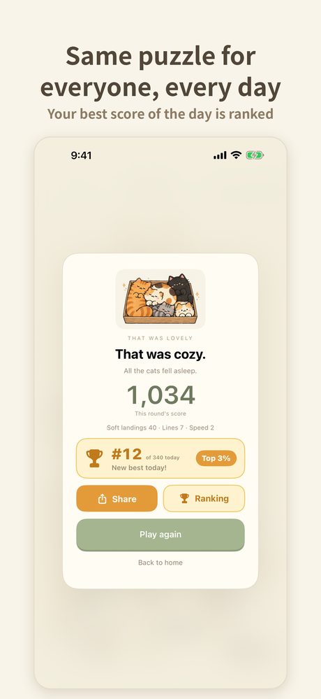 Same puzzle for everyone, every day: today's rank